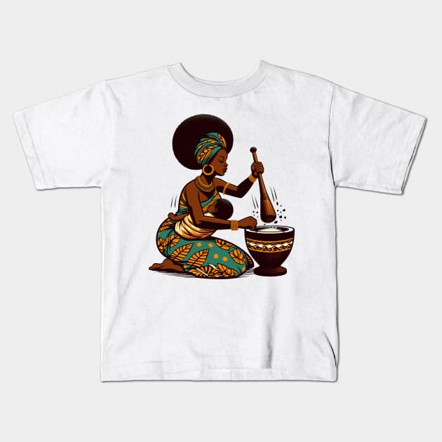 Afrocentric Mother And Baby Kids T-Shirt by Graceful Designs